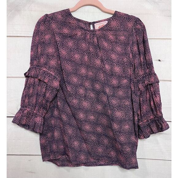 Banjanan Top Size MED Blue Pink Blouse Anthropologie - Picture 1 of 6